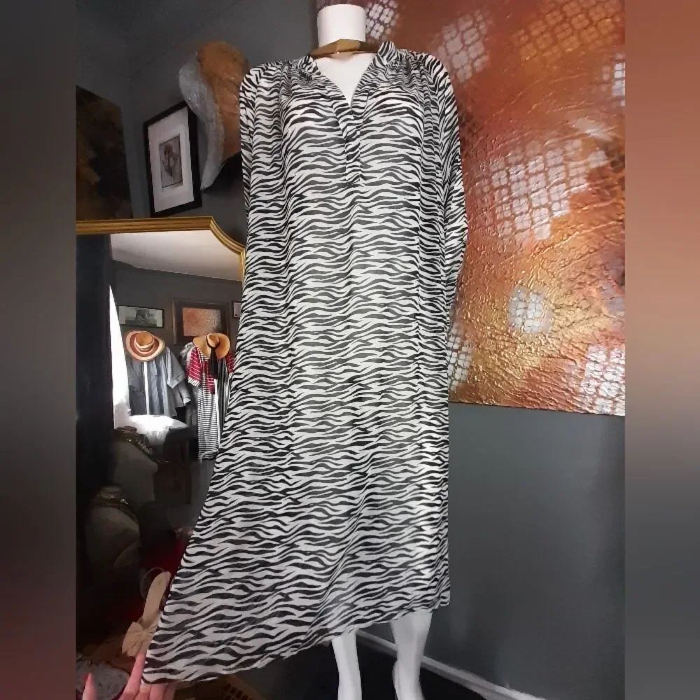 Zara NWT Sheer Zebra Print Midi Tunic Dress